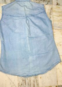 Denim Shirt With Half Sleeves