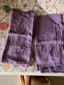 Purple Embroidered Top &amp; Pants Set