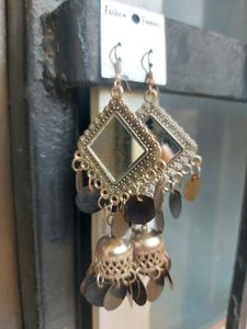 Antique Mirror Jhumka Earrings