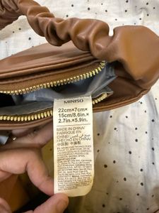 Brown Ruched Handle Bag