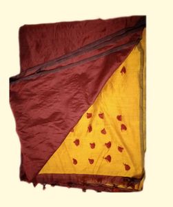 Maroon Handloom Cotton Silk Saree