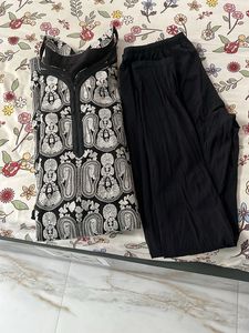 Elegant Black &amp; White Kurta Set