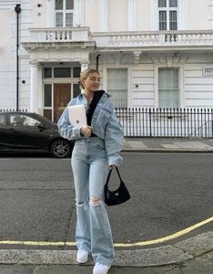 Zara Denim Jacket Women With Sherpa Collar