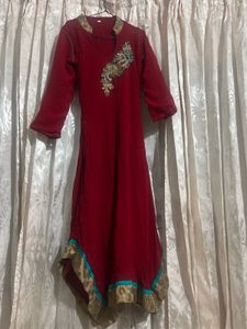 Beautiful chili red chiffon Kurta