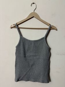 Grey Ribbed Tank Top