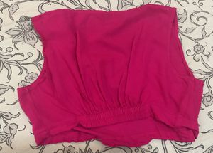Pink &amp; Black Crop Skirt And Shrug