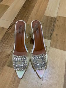 Clear Heels with Rhinestone Detail