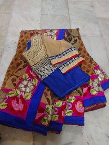 flower 🌹 border heavy saree with blouse
