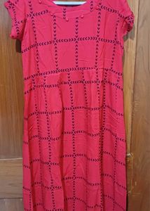 Red A-line Rayon Kurta Of Size 42(XL)