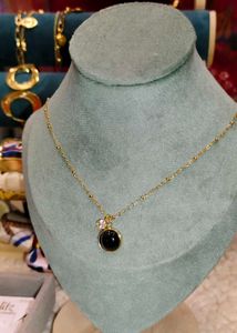 Dainty Black Onyx Stone Gold Necklace