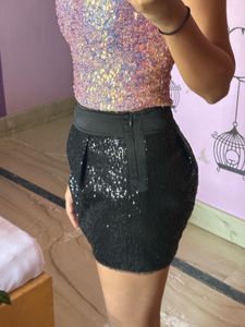Sparkling Sequin black Mini Skirt
