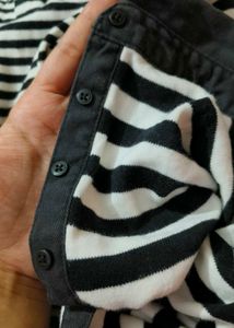 2 black n white striped oversized polo tshirt