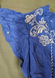 Blue Embroidered Top