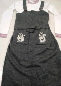 Cute Cat Applique Jumper Dress