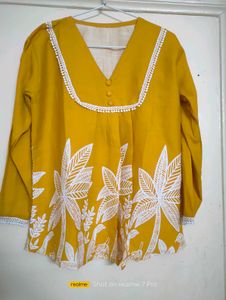 Yellow Printed Kurta