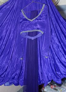 Purple Silk Lahanga Choli With Dupatta Set