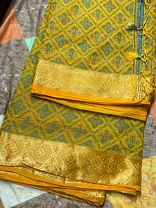 Saree - Mustard Green Color