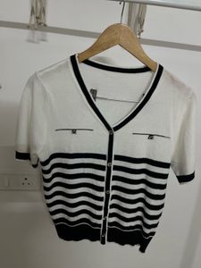 Striped Buttoned Down Korean Top