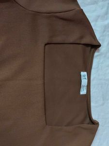Square Neck Brown Top