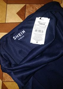 Elegant Navy Halter Slit Dress