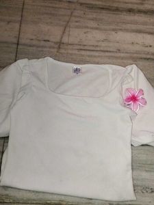 Square Neck Casual White Top