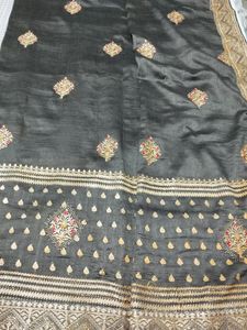 Grey wedding saree