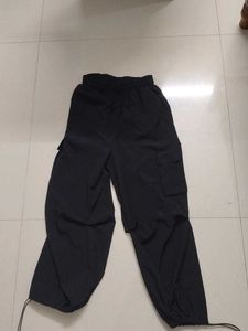 Black Cargo Pants with Drawstring