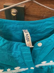 Embroidered Teal Top