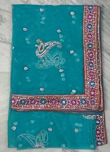 Teal Embellished Lehenga Set with dupatta