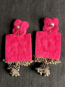 Handmade Pink and Orange Beaded Earrings