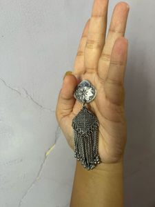 Antique Oxidised Chain Dangler Earrings