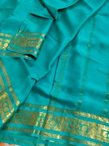 Elegant Teal &amp; Gold Saree
