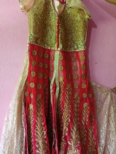 Pink &amp; Gold Embroidered Dress