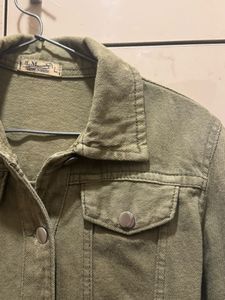 Retro Olive Green Denim Jacket