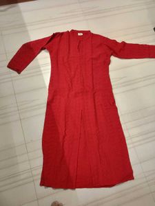 Red Chikankari Kurta