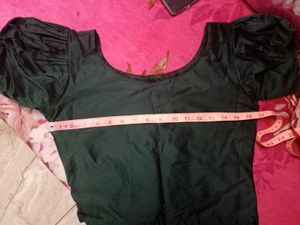 Green Pattupavada With 2 Blouses