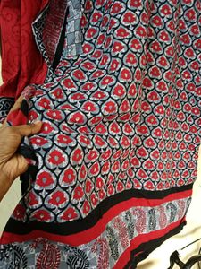 Red &amp; Gray Floral Salwar Kameez