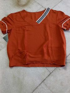 L Size Burnt Orange V-Neck Top