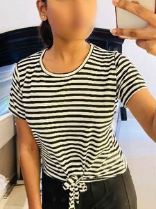 Striped Tie-Front T-Shirt