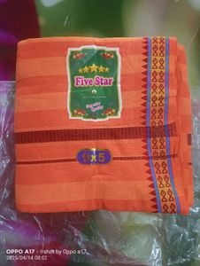 Five Star Orange Pure Cotton Dhoti Jode