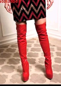 Red High Heel Boots