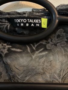 Gray Floral Ruffle Blouse