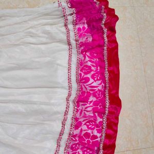 White &amp; Pink Embroidered Anarkali