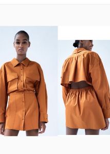 Burnt Orange Shirt Dress - Zara