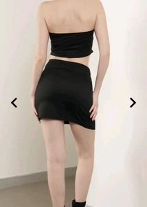 Shein Short Bandeau Top With black color Skirt
