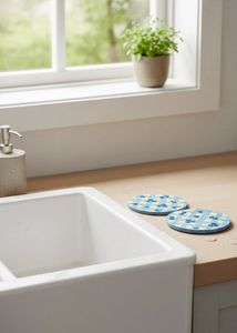 handmade coaster blueberry print