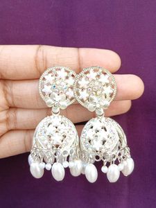 Elegant Silver Jhumka Earrings