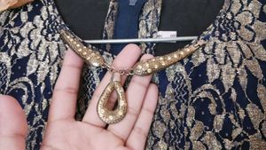 Elegant Navy &amp; Gold Girls&#39; Dress