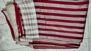 Red & White Striped Saree
