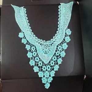 Aqua Floral Lace Applique collar